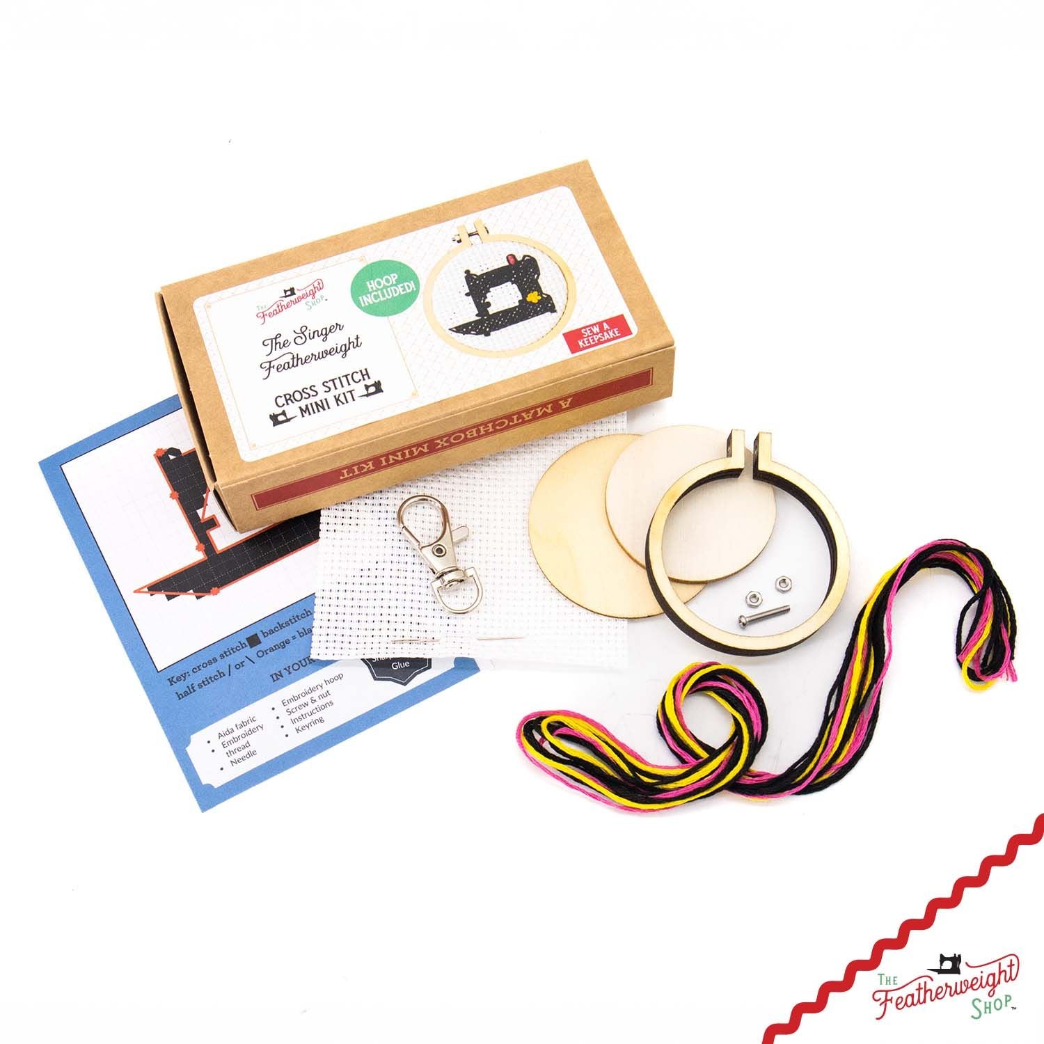 KIT, MINI Cross Stitch - Singer Featherweight 221, Hoop Included!