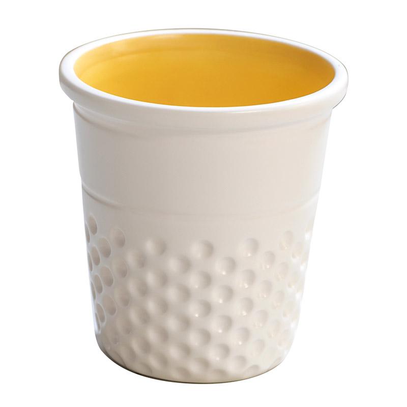 Yellow Thimble Ceramic Craft Container