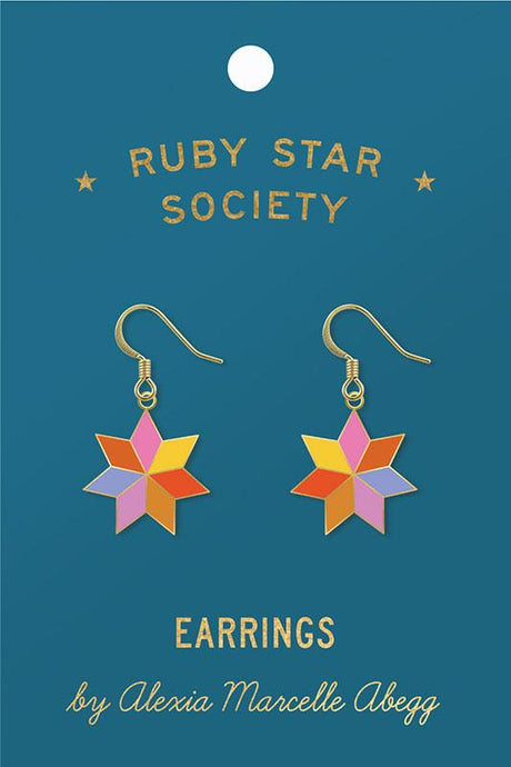 Ruby Star Society quilt star dangle earrings