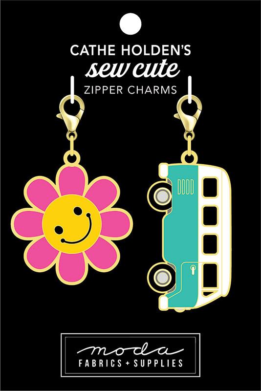 Smiling Flower Van Zipper Pull Charm