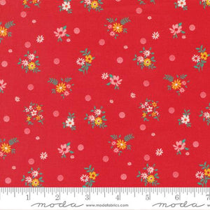 Fabric, Julia Ditsy Floral & Dots by Crystal Manning - CHERRY RED (by the yard)