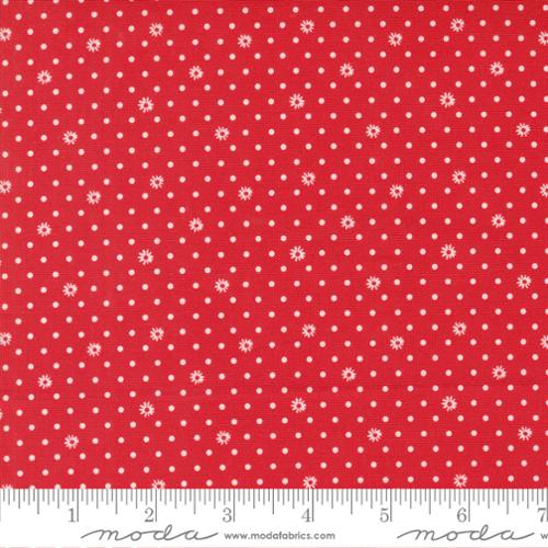 Fabric, Julia Polka Dot Daisy by Crystal Manning - CHERRY RED (by the yard)