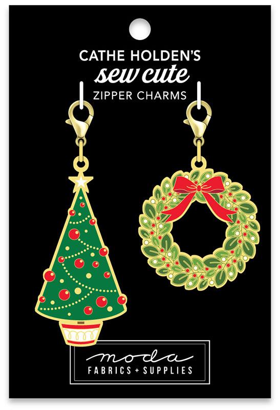 Enamel Charm Zipper Pull - CHRISTMAS TREE & WREATH