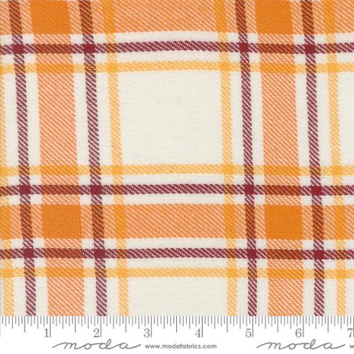 Fabric, 16-Inch Toweling by MODA - Pumpkin, Yellow, Cinnamon and IVORY Plaid (by the yard)