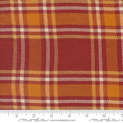 Fabric, 16-Inch Toweling by MODA - Pumpkin, Yellow, Ivory and CINNAMON Plaid (by the yard)