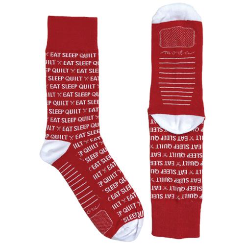 Quilt Socks, Red & White - Eat, Sleep, Quilt