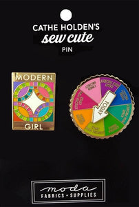 Enamel Pin, SPIN GAME MODERN GIRL by Cathe Holden