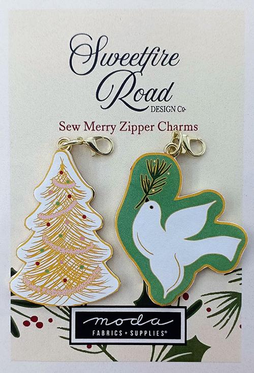 Enamel Charm Zipper Pull - PEACE DOVE & CHRISTMAS TREE