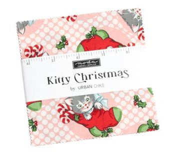 Fabric, Kitty Christmas by Urban Chiks - 5" CHARM PACK