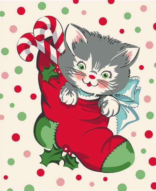 Fabric, Kitty Christmas by Urban Chiks - 10" LAYER CAKE