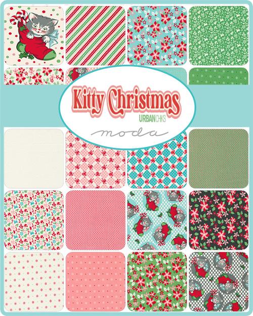 Fabric, Kitty Christmas by Urban Chiks - 5" CHARM PACK