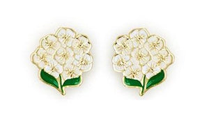 Earrings - Hydrangea Flowers, WHITE