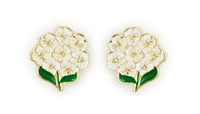 Earrings - Hydrangea Flowers, WHITE