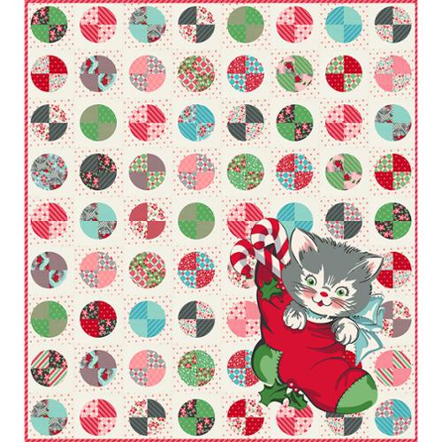 Quilt Kit, Kitty Christmas Boxed Set of Fabric + Pattern & Templates