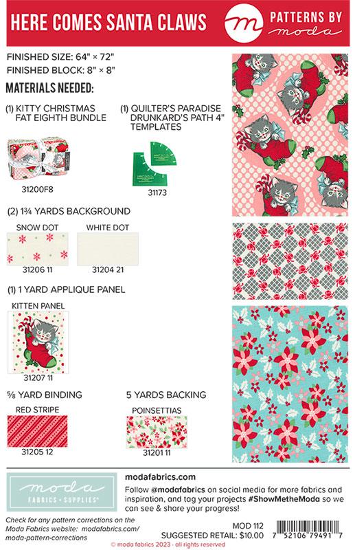 PATTERN, Here Comes Santa Claws Quilt by Moda