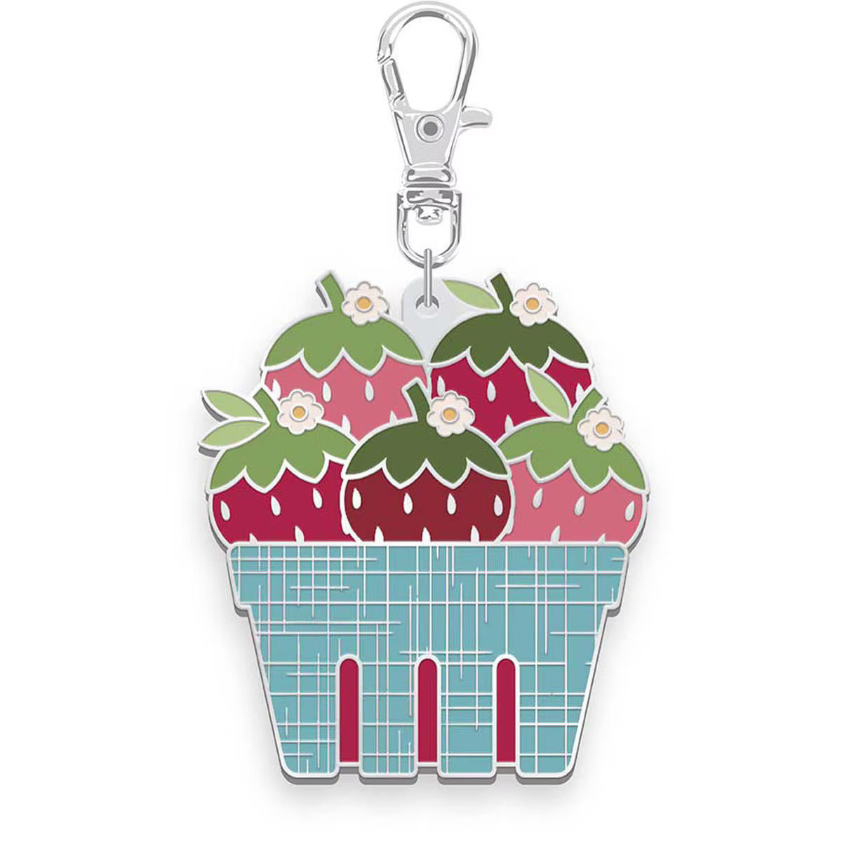 Keyring & Keychain Enamel Happy Charm, Berry Basket by Lori Holt