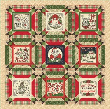 Fabric, Holiday Cheer Christmas - Natural PANEL