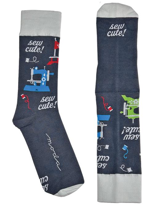 Quilt Socks, Black, Red, Blue & White - Toy Sewing Machines