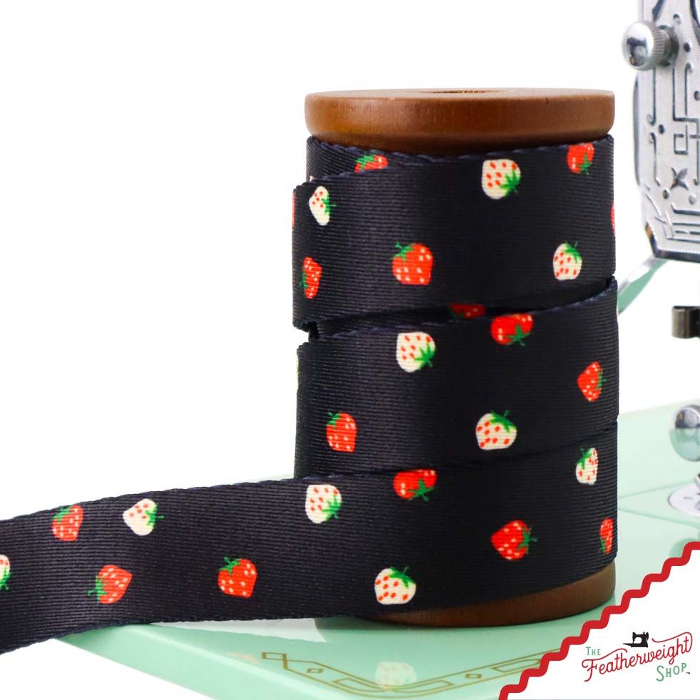 Strapping, MINI BERRY Webbing Black 1" (sold by the yard)