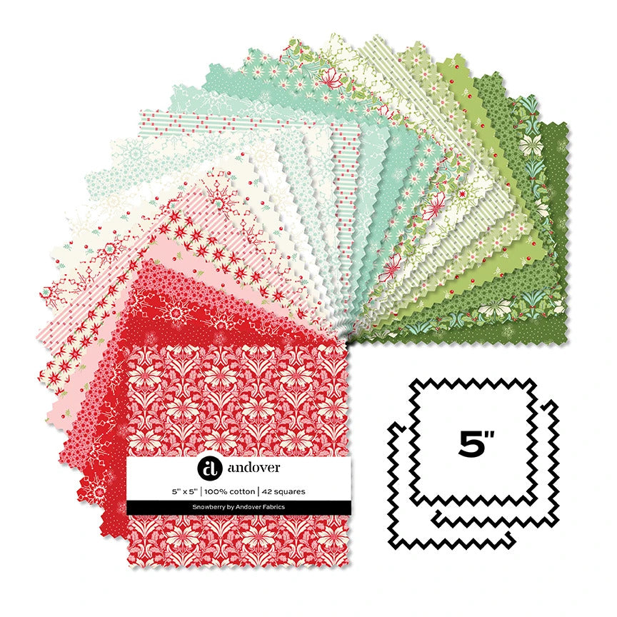 Fabric, Snowberry by Andover Fabrics - 5" Squares
