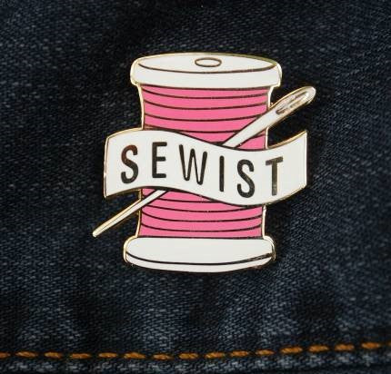 Enamel Pin, SEWIST Spool of Thread & Needle - PINK