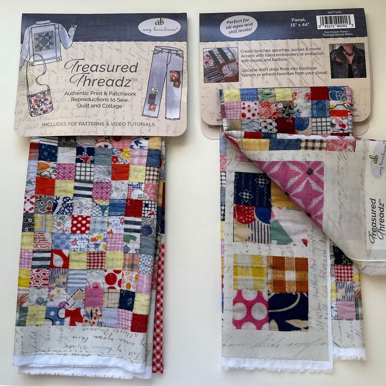 Fabric, Treasured Threadz Quilt Block Panel - Postage Stamp