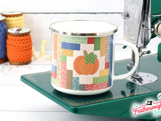 Load image into Gallery viewer, Mug, Autumn Pumpkin Enamel Tin Mug by Lori Holt
