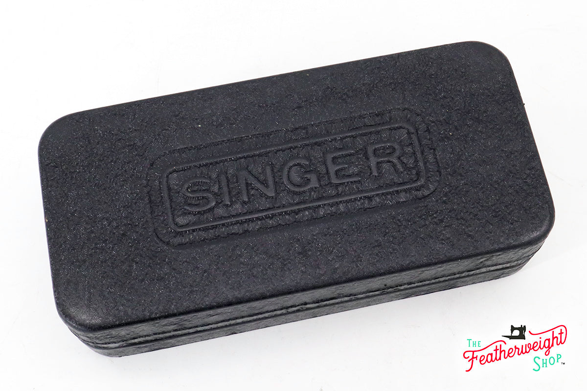 Crinkle Black Singer fashion sewing machine attachment case/tin