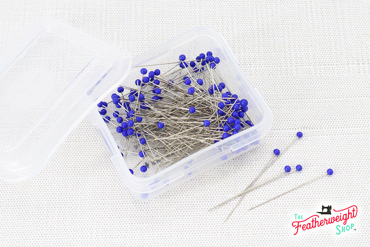 Glass Head Pins, Blue Super Fine