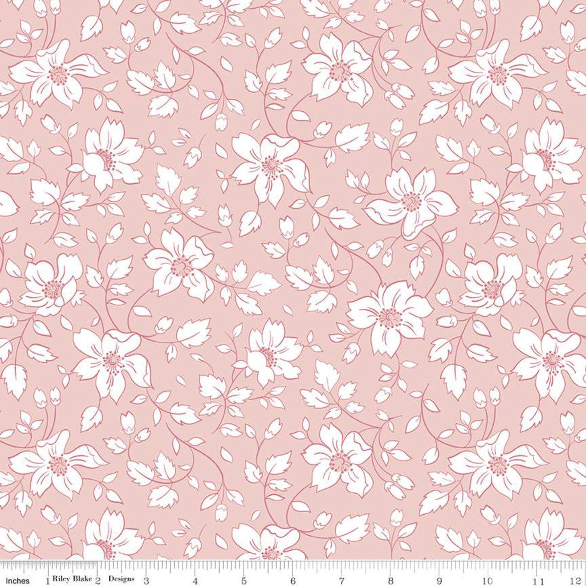 Fabric, Easter Parade by Lindsay Wilkes  -  Dogwood FLOWERS Peachy PINK (by the yard)