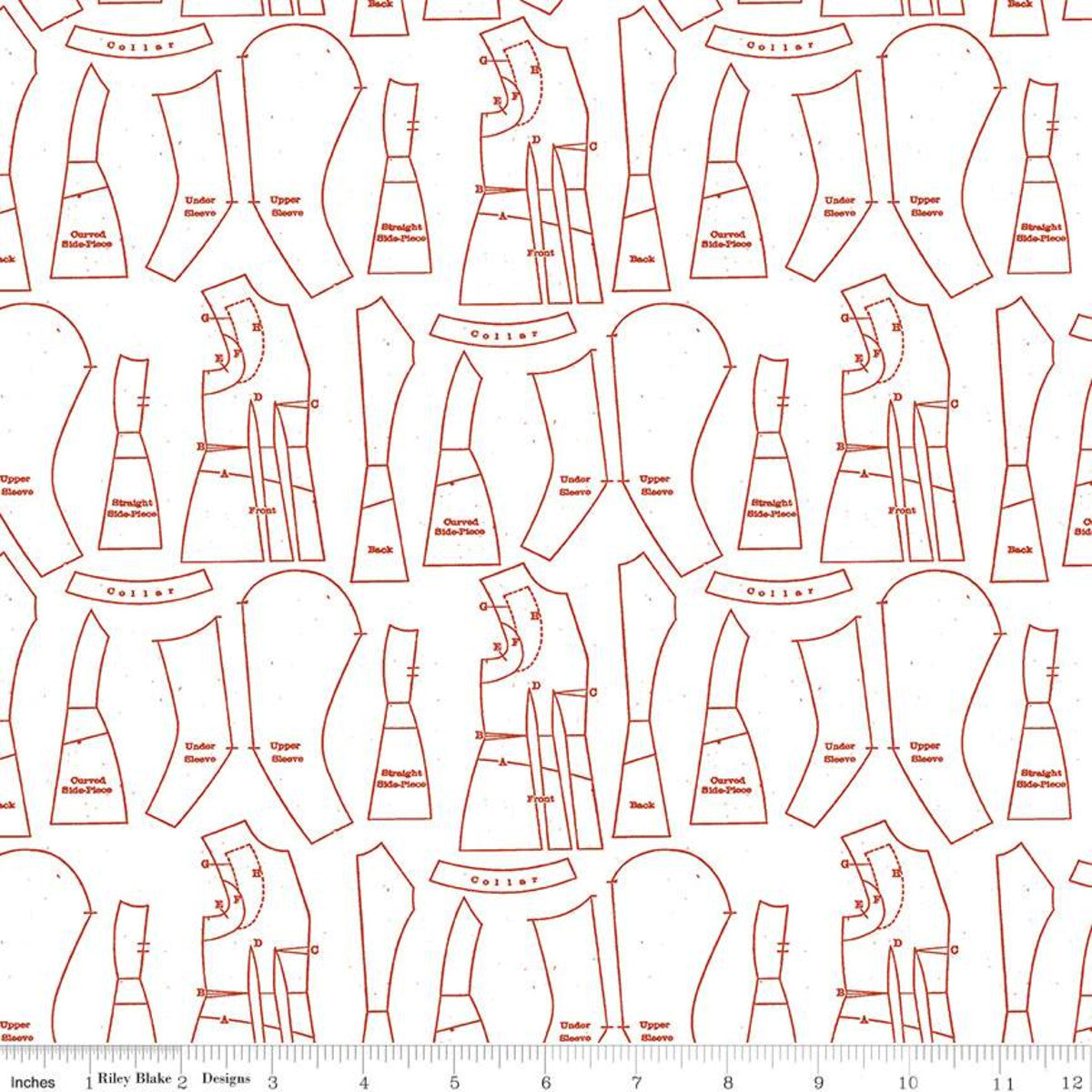 Red Hot Pattern Fabric, Red Hot Sewing Patterns by J. Wecker Frisch - WHITE (by the ya ...