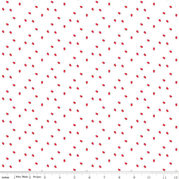 Fabric, Cheerfully Red Berries White by Riley Blake Designs (by the yard)