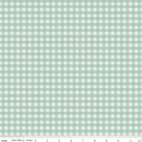 Fabric, GINGHAM Mint Green In the Afterglow by Minki Kim (by the yard)