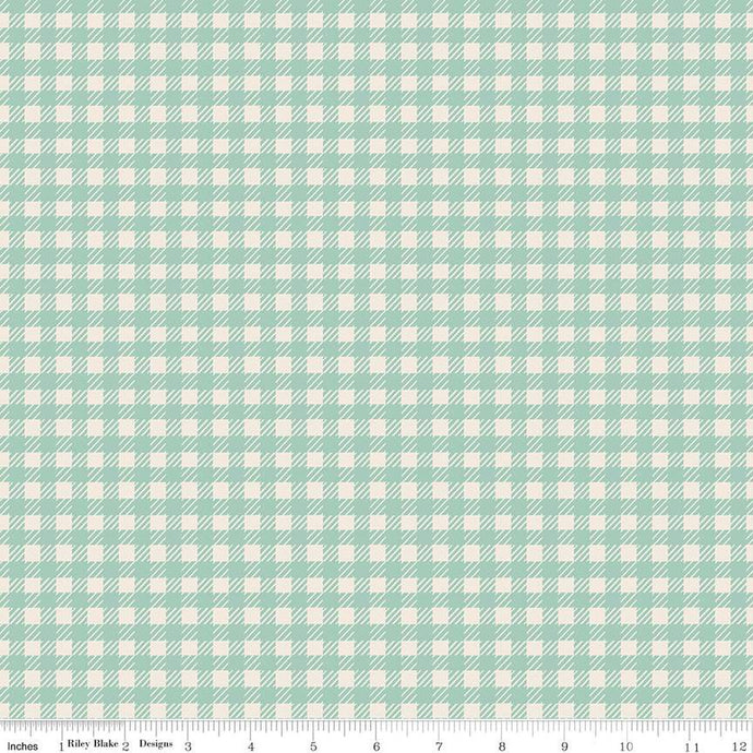 Fabric, GINGHAM Mint In the Afterglow by Minki Kim (by the yard)