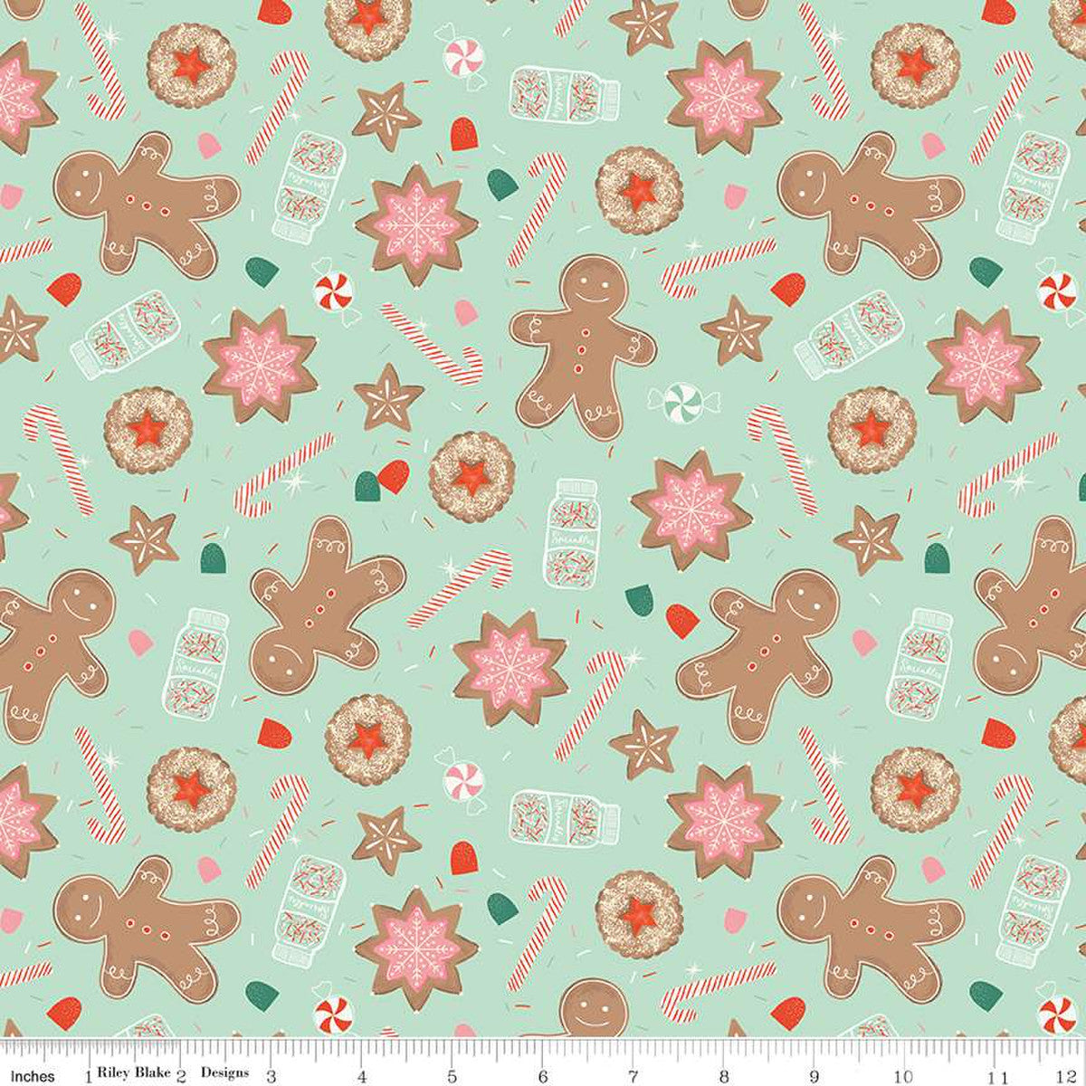 Fabric, Holiday Cheer MAIN MINT (by the yard)