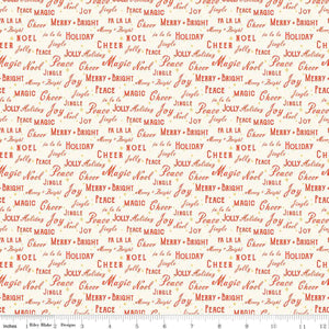 Holiday Cheer word phrases fabric