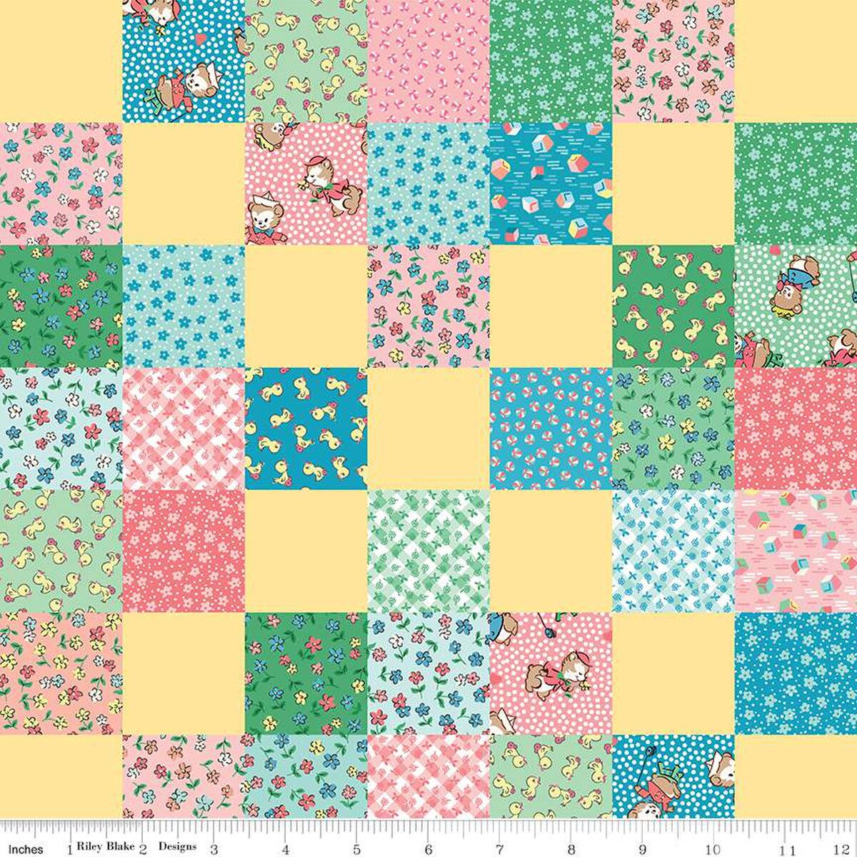 Fabric, Playtime 30's Cheater Quilt Print by Lindsay Wilkes - MULTI (by the yard)