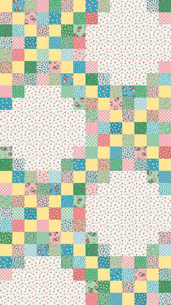 Fabric, Playtime 30's Cheater Quilt Print by Lindsay Wilkes - MULTI (by the yard)