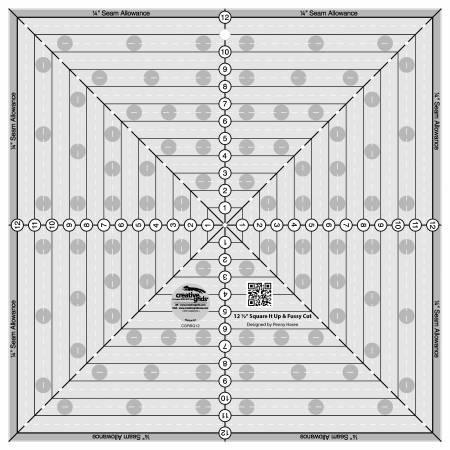 Cutting Ruler, CREATIVE GRIDS Quilt Square up & Fussy Cut 12 1/2" x 12 1/2" (with self-grips)