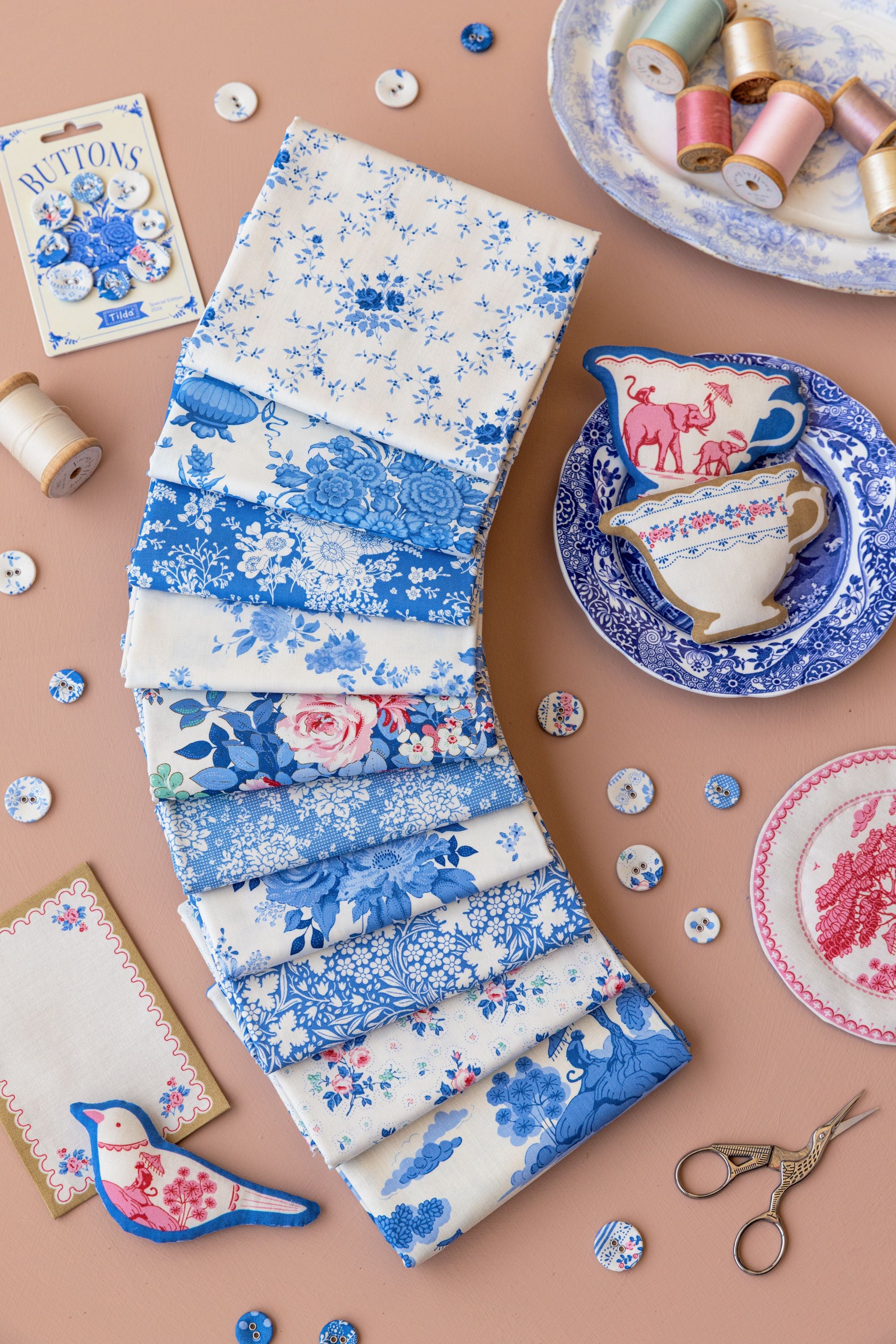 Fabric, SOMETHING BLUE Fat Quarter Bundle from Tilda Fabrics - 20 Pieces