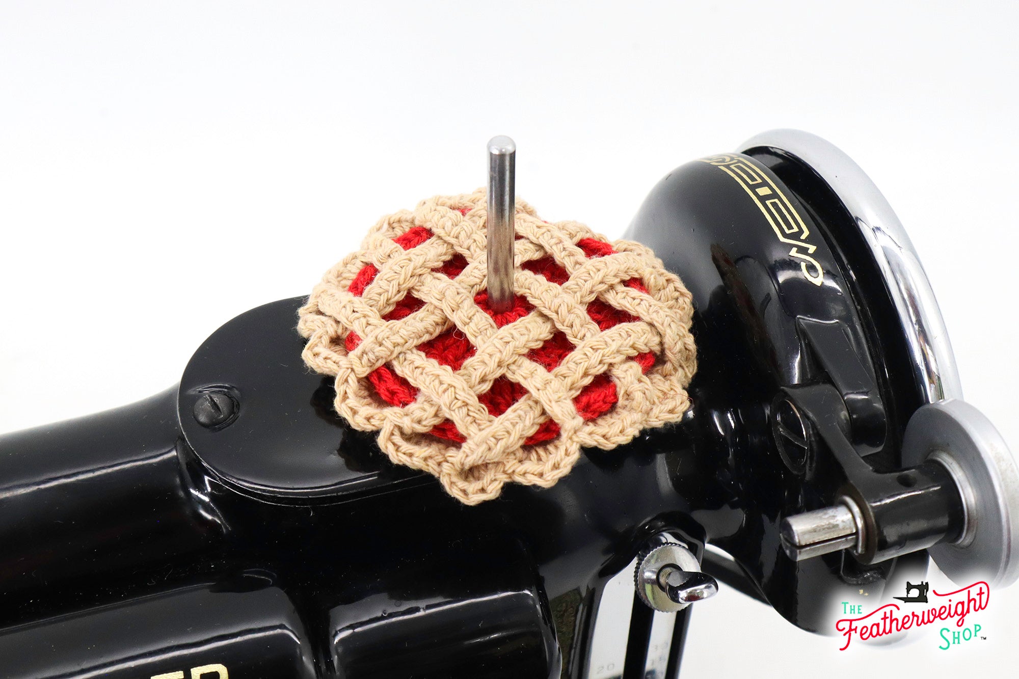 Spool Pin Doily - Red Cherry LATTICE PIE