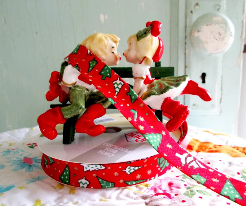 BIAS TAPE, Christmas Tree RED Double Fold (by the yard)