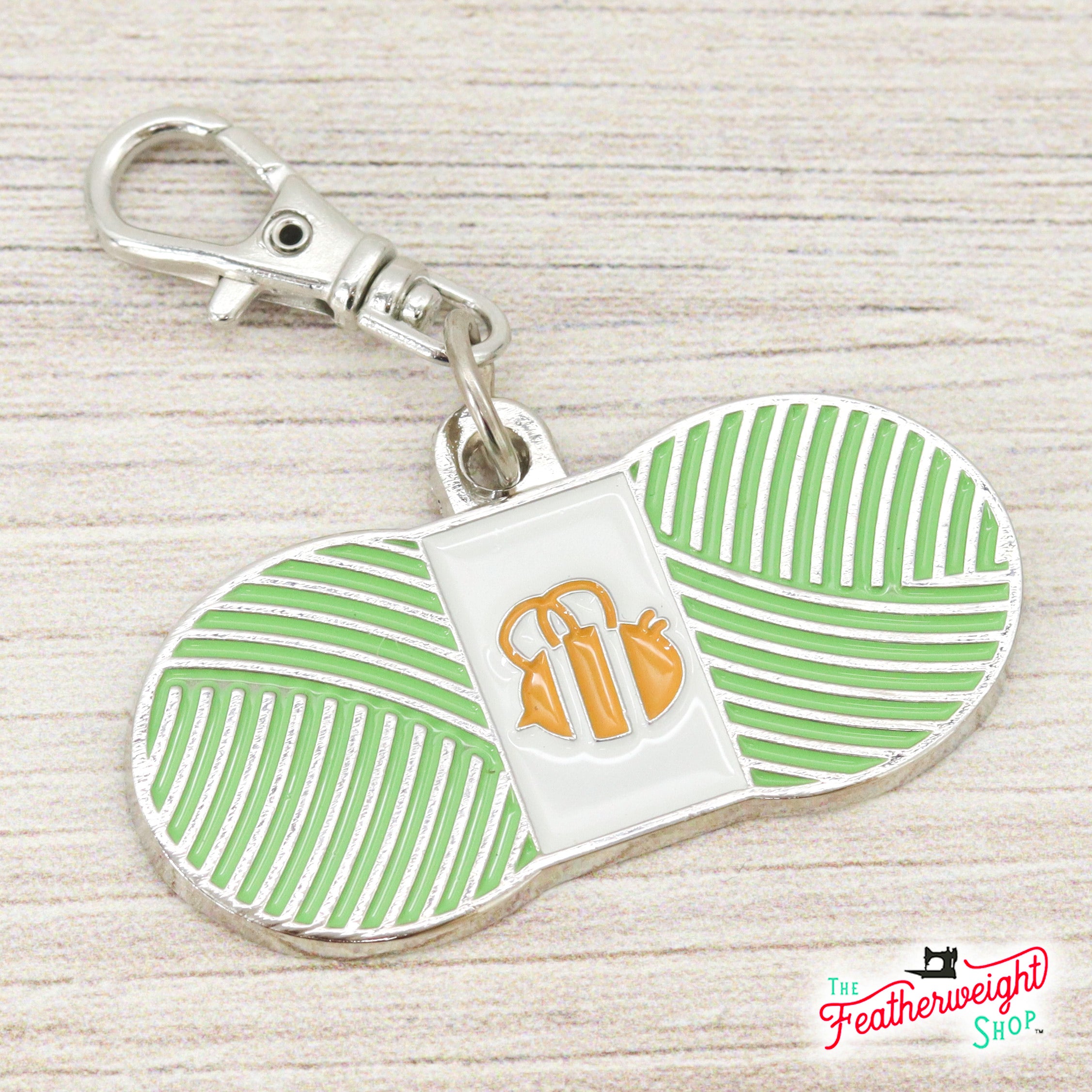 Keyring & Keychain Enamel Happy Charm, Chunky Thread Skein Lettuce by Lori Holt