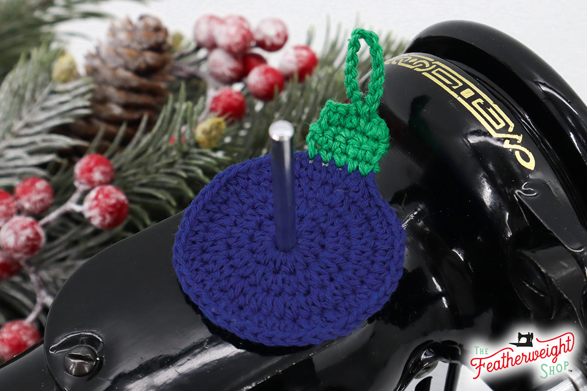 Spool Pin Doily - Christmas Ball Ornament Cobalt Blue