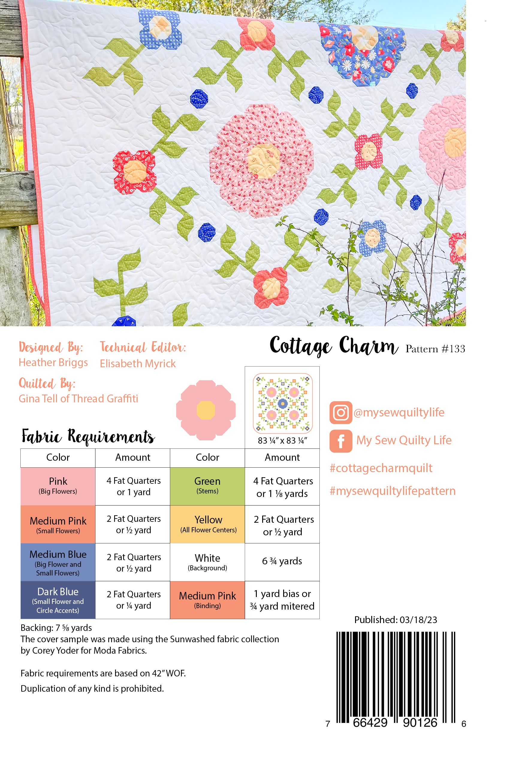 Pattern, Cottage Charm Quilt by My Sew Quilty Life (digital download)