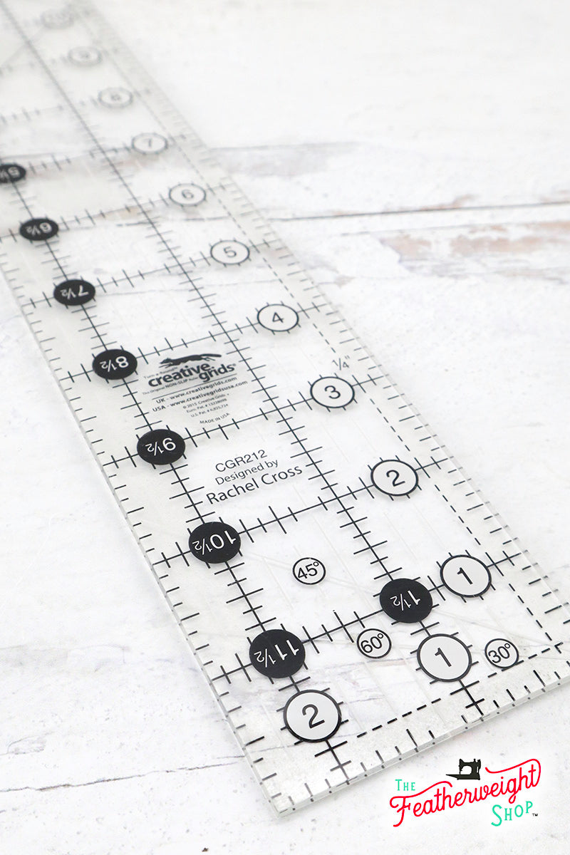 Cutting Ruler, CREATIVE GRIDS 2 1/2" x  12 1/2" (with self-grips)