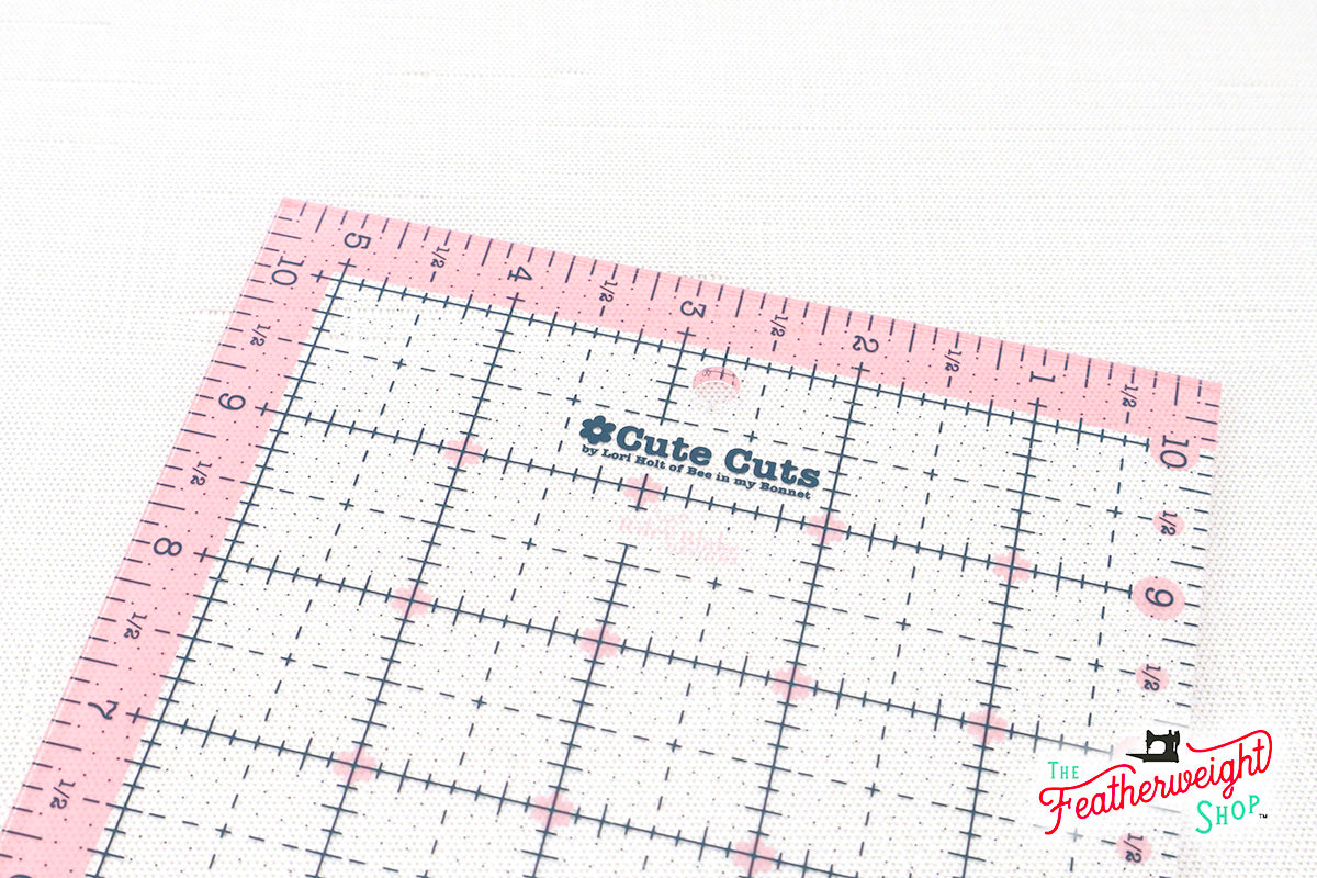 Cutting Ruler, Pink 5.5" x 10.5" Lori Holt Cute Cuts (with self-grips)