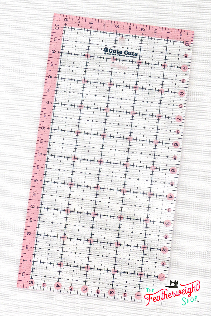 Cutting Ruler, Pink 5.5" x 10.5" Lori Holt Cute Cuts (with self-grips)