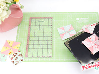 Load image into Gallery viewer, Cutting Ruler, Pink 5.5&quot; x 10.5&quot; Lori Holt Cute Cuts (with self-grips)