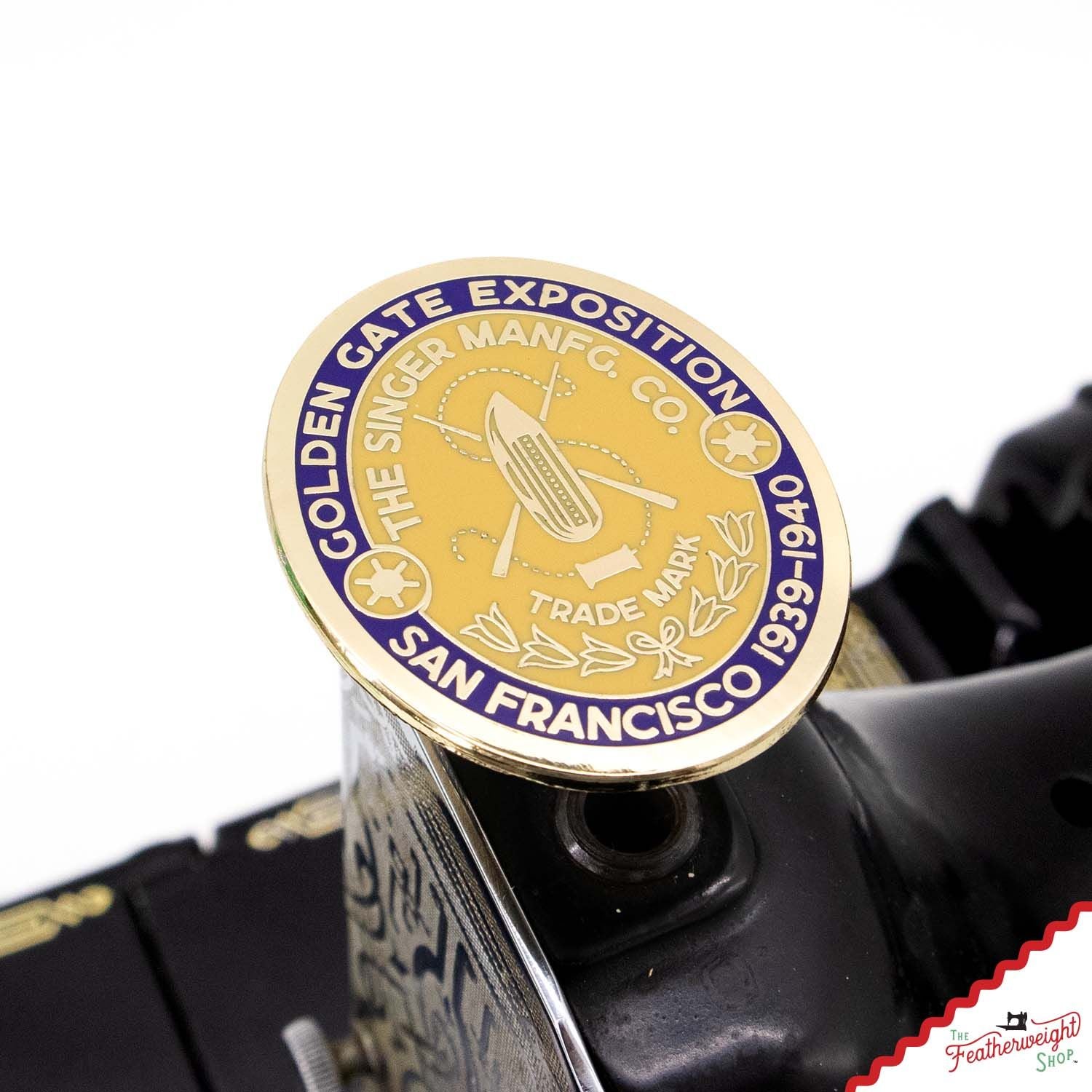 Needle Minder, PIN PAL - GOLDEN GATE Featherweight Badge - San Francisco 1939 - 1940